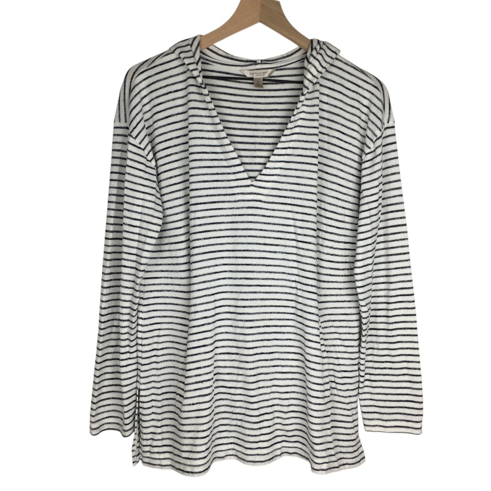 BANANA REPUBLIC Luxespun Hoodie Sweatshirt Top Stripe Stretchy Knit Size Medium